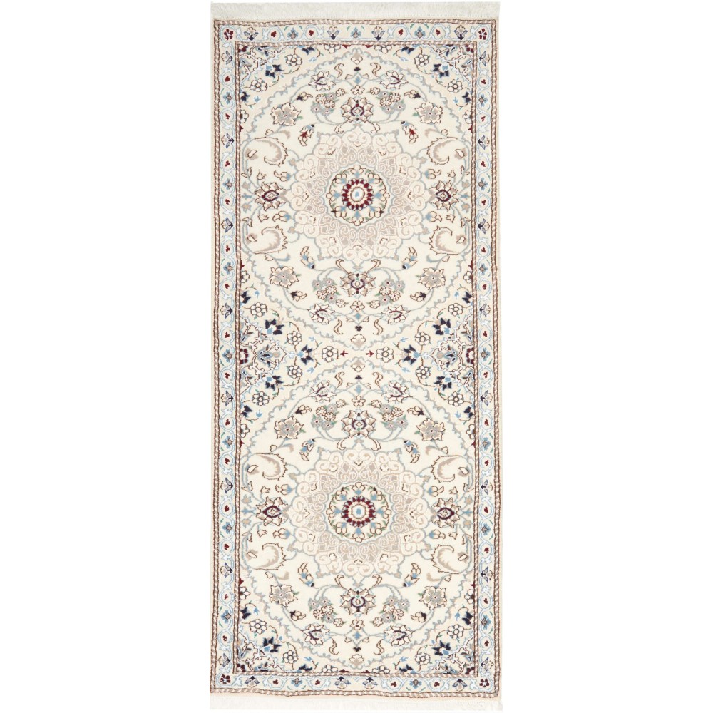 Tappeto Nain 9La Persia bianco azzurro 82x196 Tappeto Nain 9La Persia bianco azzurro 82x196