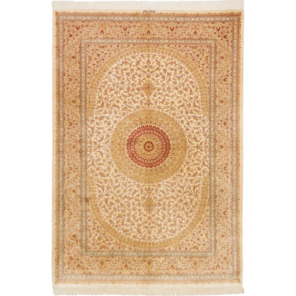 Tappeto Ghom seta Persia marrone 161x237 Tappeto Ghom seta Persia marrone 161x237