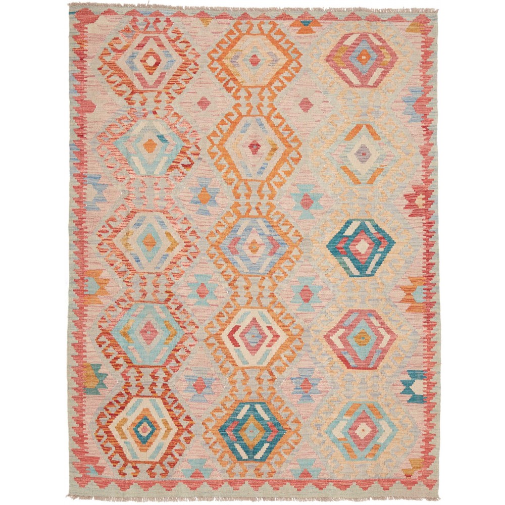 Tappeto Kilim Afghanistan marrone azzurro 154x200 Tappeto Kilim Afghanistan marrone azzurro 154x200