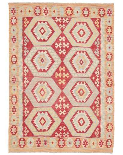 Tappeto Kilim Afghanistan beige giallo 142x200