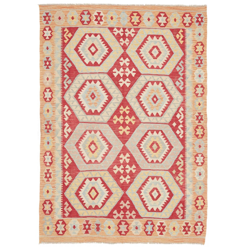 Tappeto Kilim Afghanistan beige giallo 142x200 Tappeto Kilim Afghanistan beige giallo 142x200