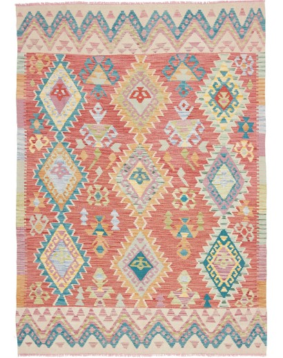 Tappeto Kilim Afghanistan marrone blu 148x211