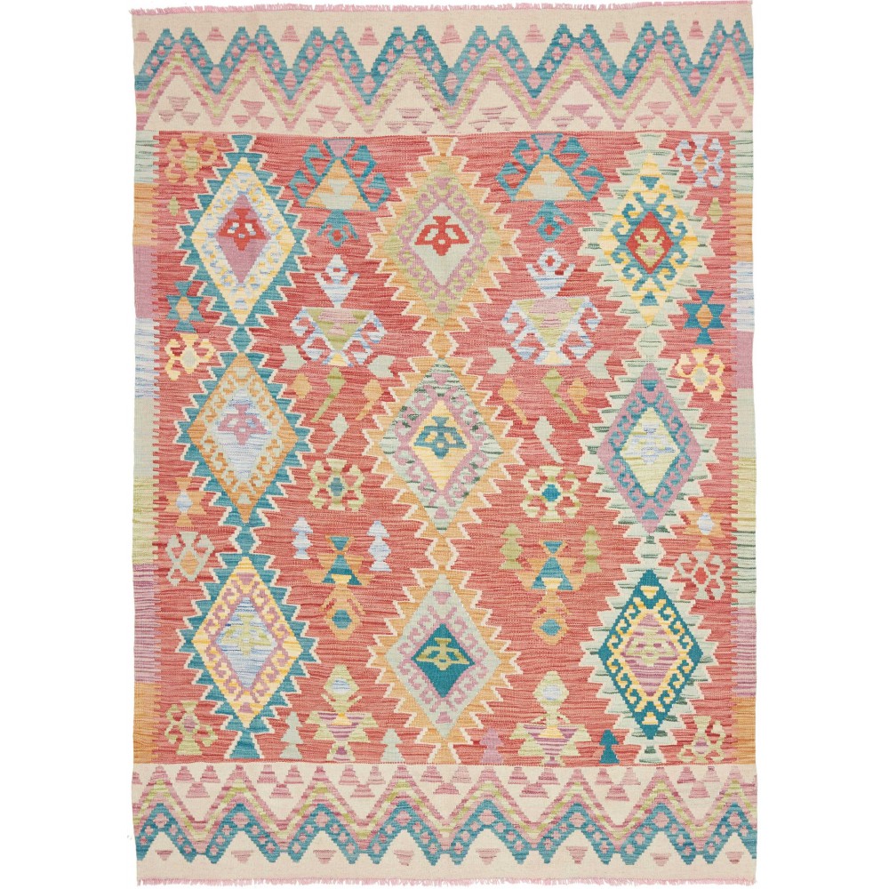 Tappeto Kilim Afghanistan marrone blu 148x211 Tappeto Kilim Afghanistan marrone blu 148x211