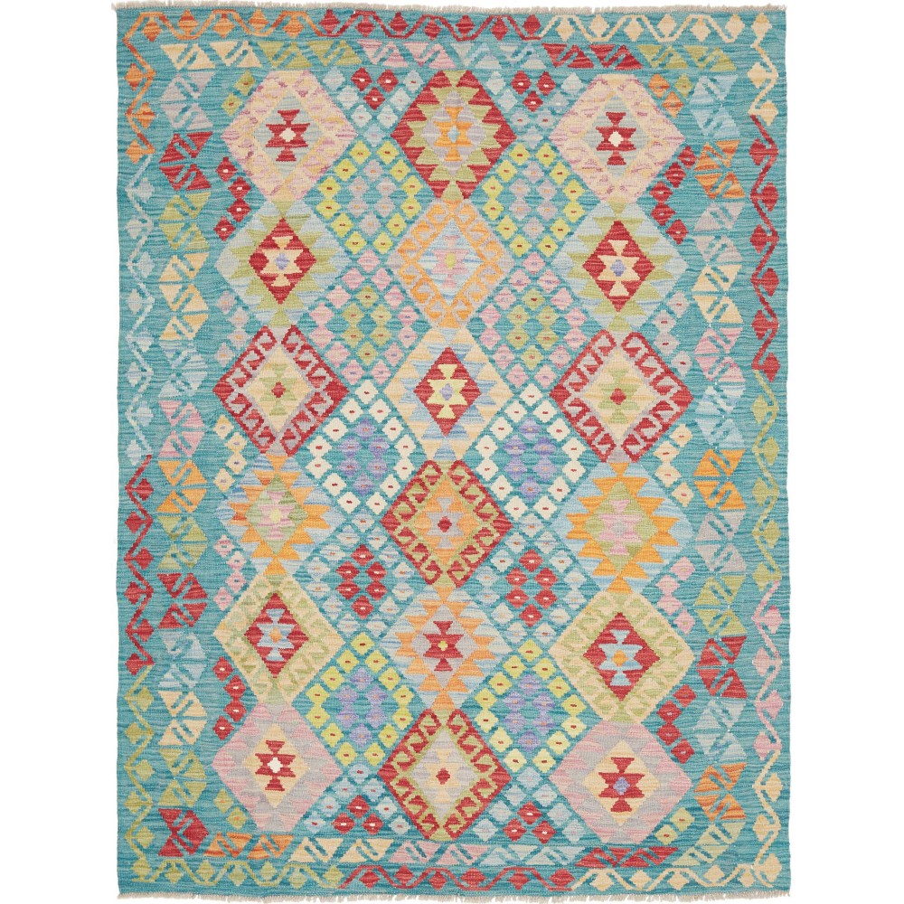 Tappeto Kilim Afghanistan azzurro blu 148x196 Tappeto Kilim Afghanistan azzurro blu 148x196