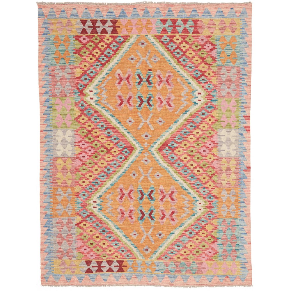Tappeto Kilim Afghanistan marrone bianco 150x200 Tappeto Kilim Afghanistan marrone bianco 150x200
