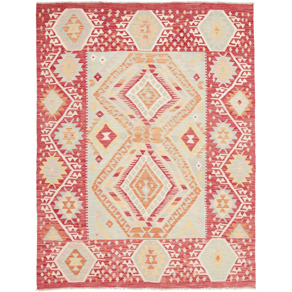 Tappeto Kilim Afghanistan giallo rosso 155x206 Tappeto Kilim Afghanistan giallo rosso 155x206