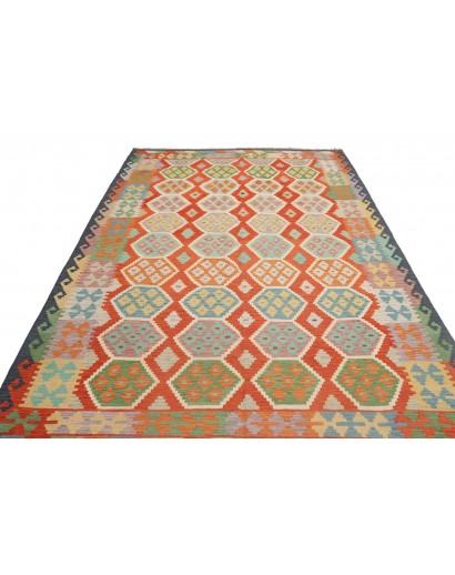 Tappeto Kilim Afghanistan marrone rosso 204x297