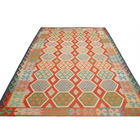 Tappeto Kilim Afghanistan marrone rosso 204x297