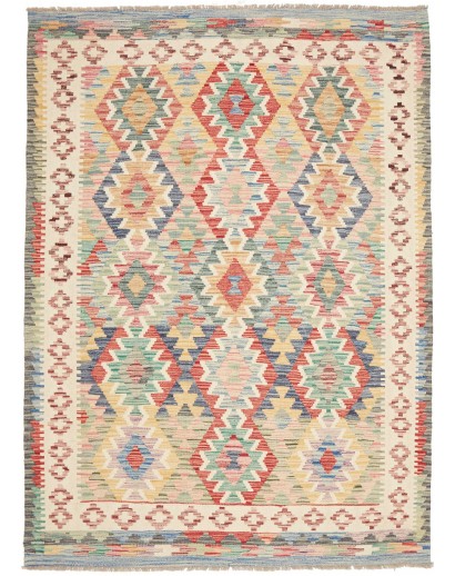 Tappeto Kilim Afghanistan beige giallo 156x212