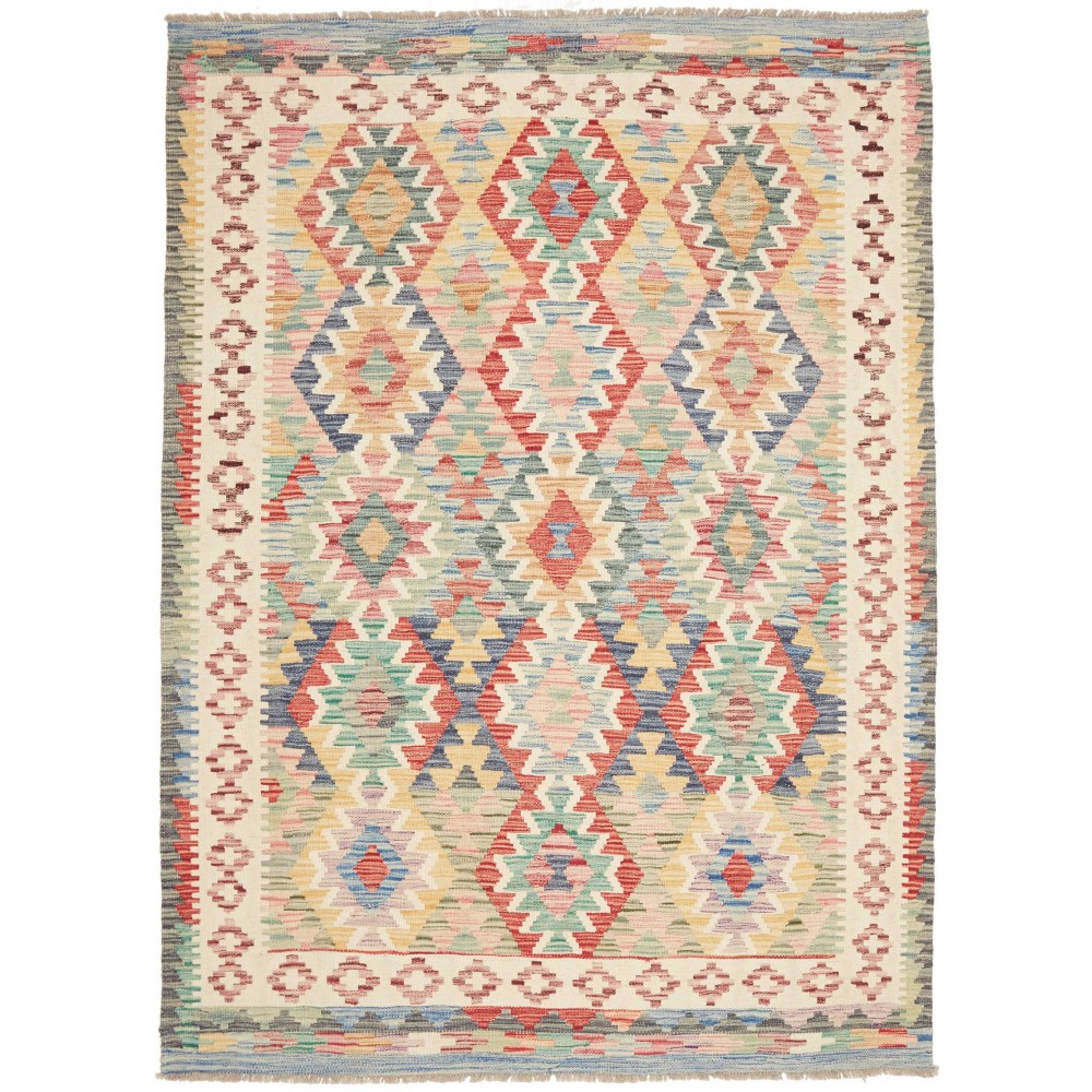 Tappeto Kilim Afghanistan beige giallo 156x212 Tappeto Kilim Afghanistan beige giallo 156x212