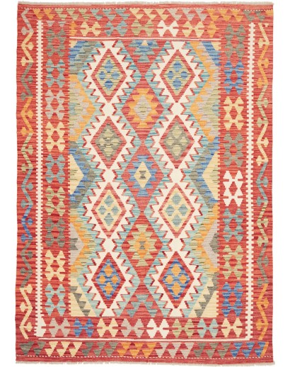 Tappeto Kilim Afghanistan marrone bianco 155x217