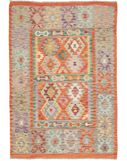 Tappeto Kilim Afghanistan marrone rosso 134x192