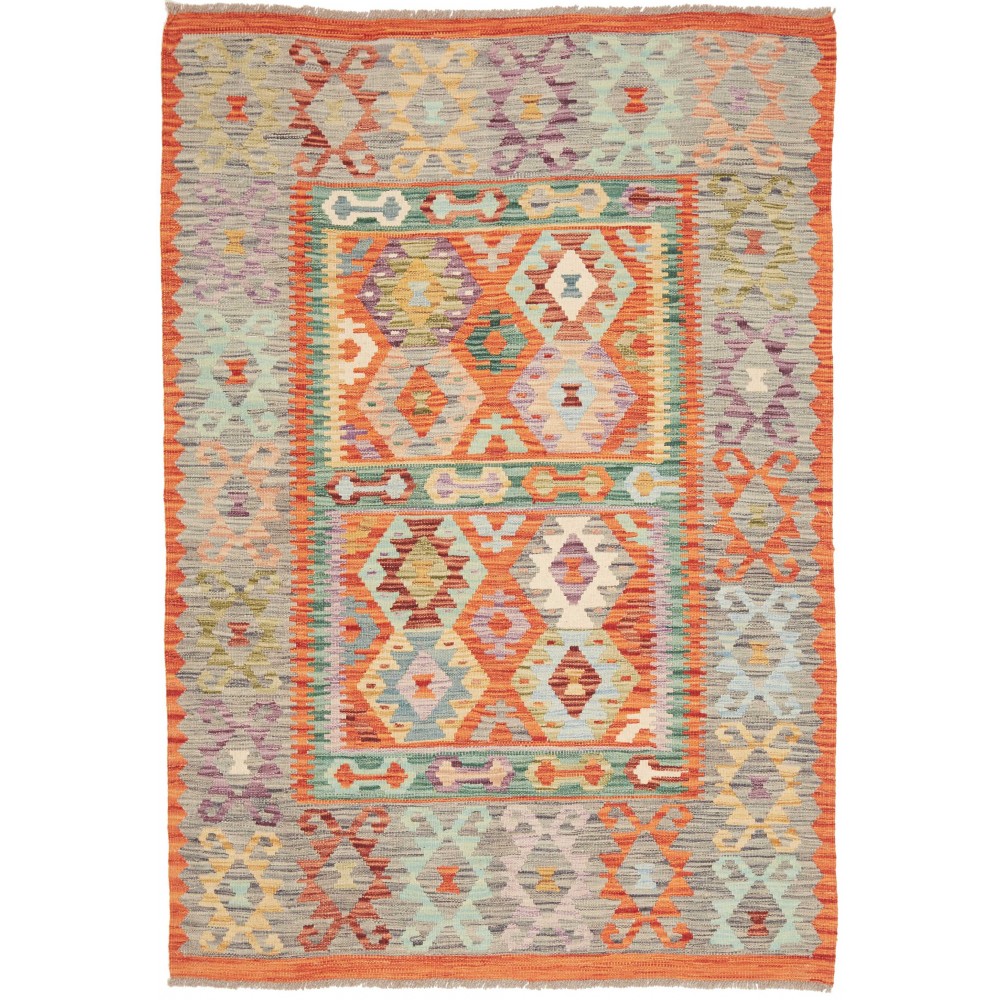 Tappeto Kilim Afghanistan marrone rosso 134x192 Tappeto Kilim Afghanistan marrone rosso 134x192