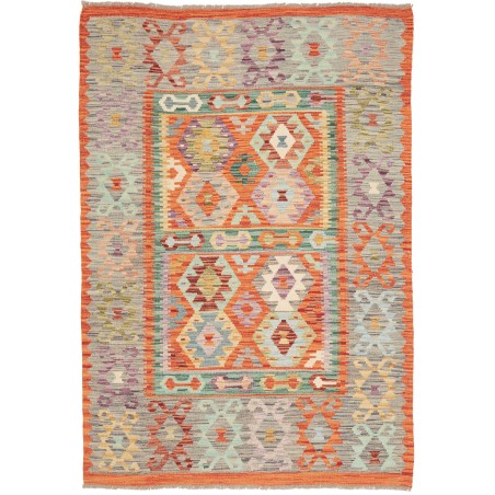 Tappeto Kilim Afghanistan marrone rosso 134x192