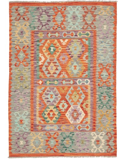 Tappeto Kilim Afghanistan marrone grigio 136x196