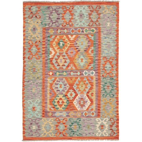 Tappeto Kilim Afghanistan marrone grigio 136x196
