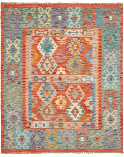 Tappeto Kilim Afghanistan marrone azzurro 157x193