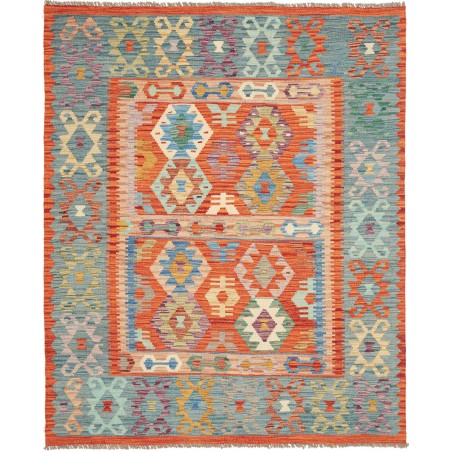 Tappeto Kilim Afghanistan marrone azzurro 157x193