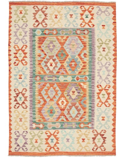 Tappeto Kilim Afghanistan giallo marrone 137x201