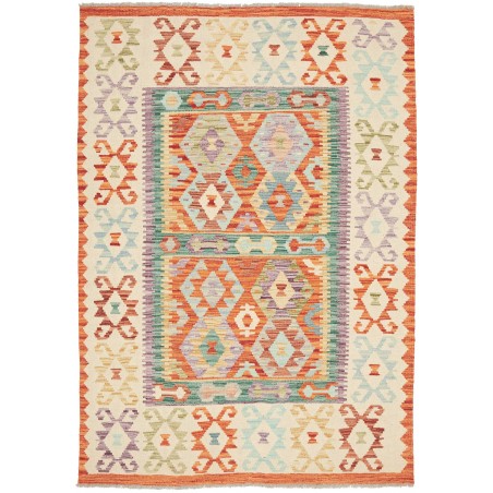 Tappeto Kilim Afghanistan giallo marrone 137x201