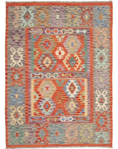 Tappeto Kilim Afghanistan marrone giallo 146x201