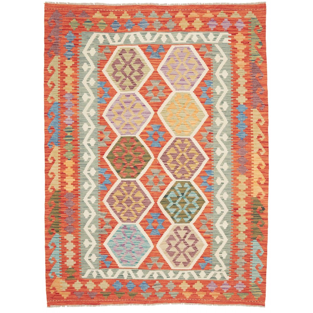 Tappeto Kilim Afghanistan marrone bianco 150x200 Tappeto Kilim Afghanistan marrone bianco 150x200