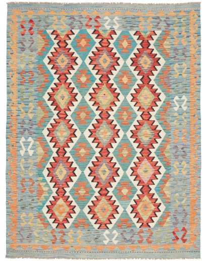 Tappeto Kilim Afghanistan azzurro bianco 148x193