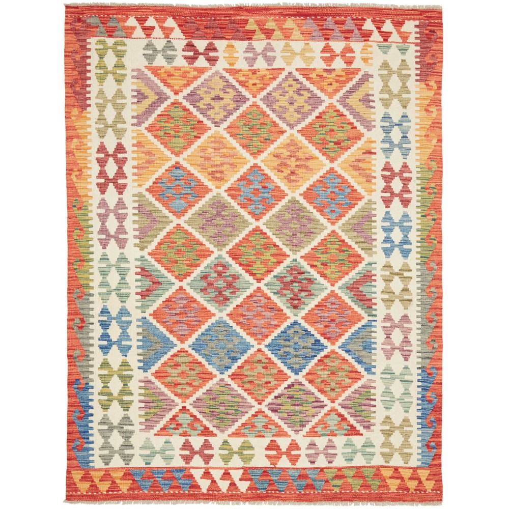 Tappeto Kilim Afghanistan marrone azzurro 149x201 Tappeto Kilim Afghanistan marrone azzurro 149x201