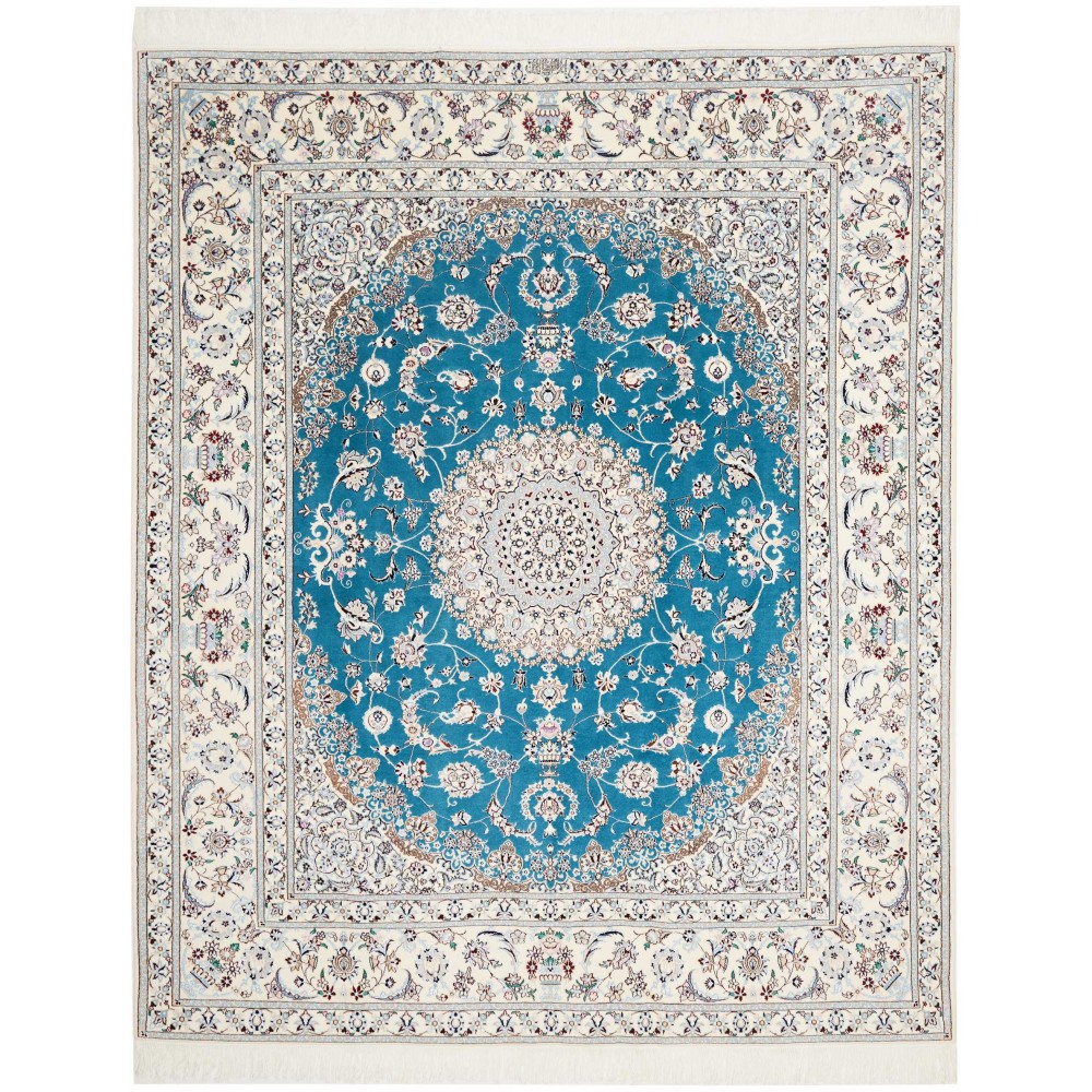 Tappeto Nain 6La Persia bianco verde 205x256 Tappeto Nain 6La Persia bianco verde 205x256