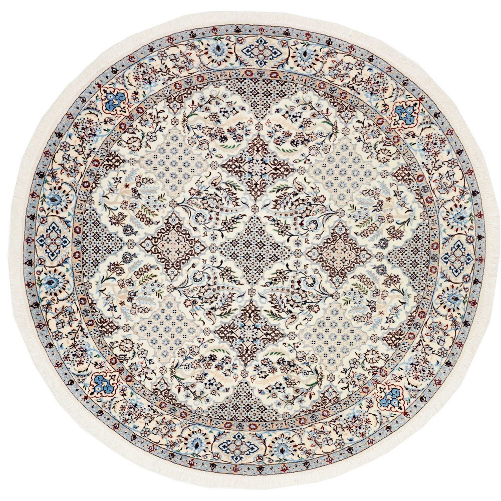Tappeto Nain 6La Persia bianco blu 194x205 Tappeto Nain 6La Persia bianco blu 194x205