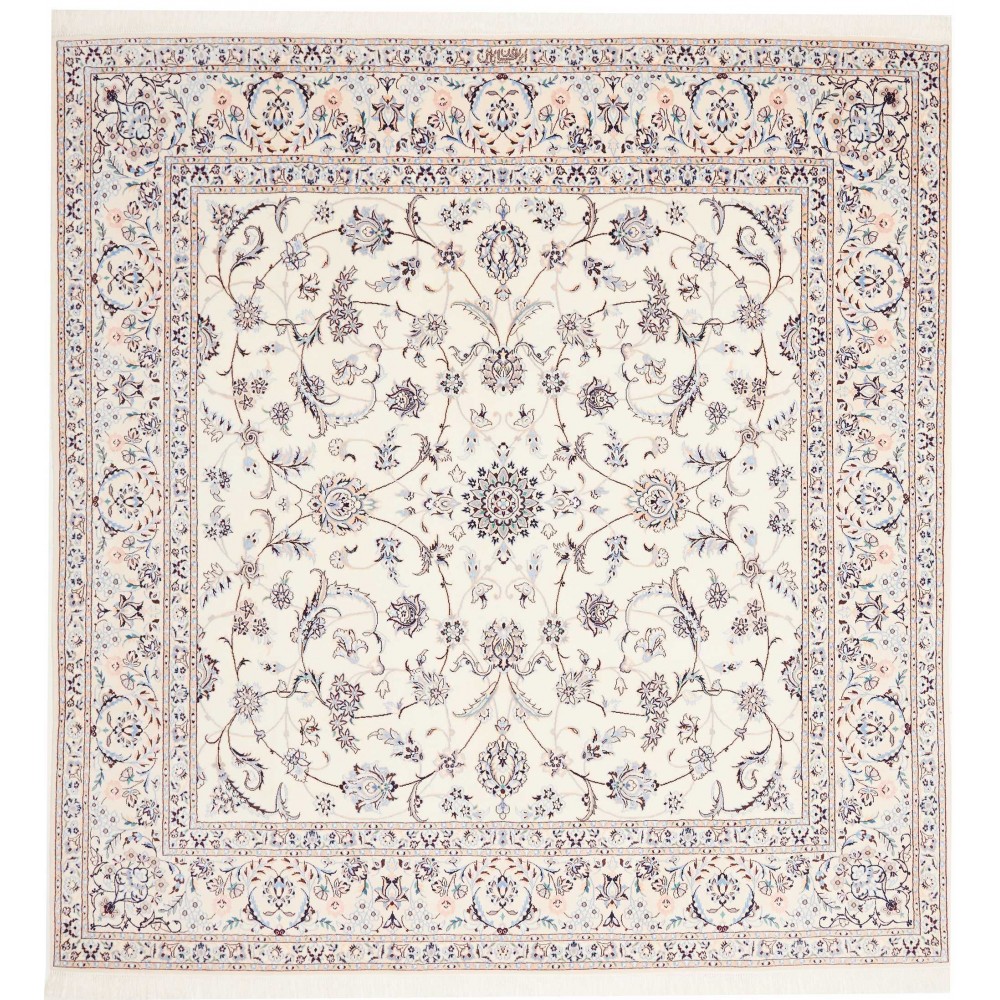 Tappeto Nain 6La Persia bianco grigio 200x210 Tappeto Nain 6La Persia bianco grigio 200x210