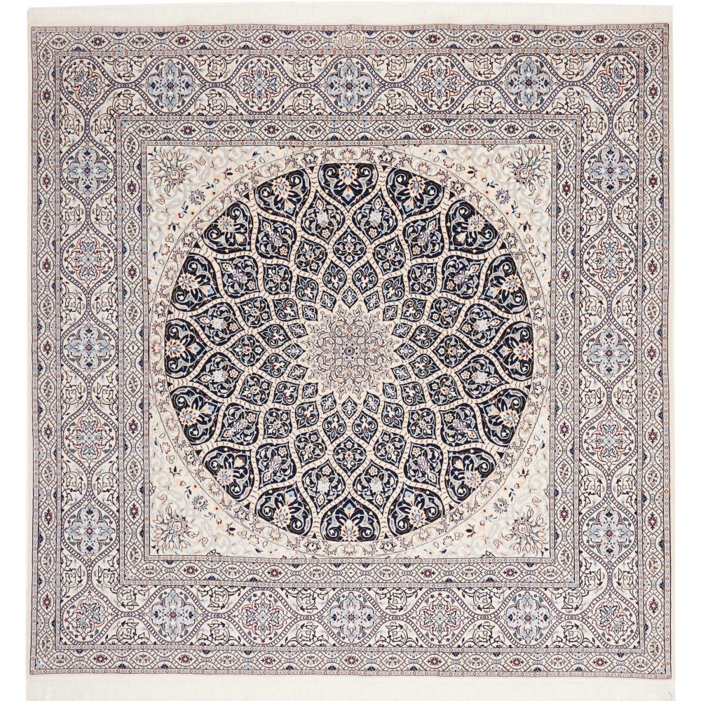Tappeto Nain 6La Persia bianco grigio 204x206 Tappeto Nain 6La Persia bianco grigio 204x206