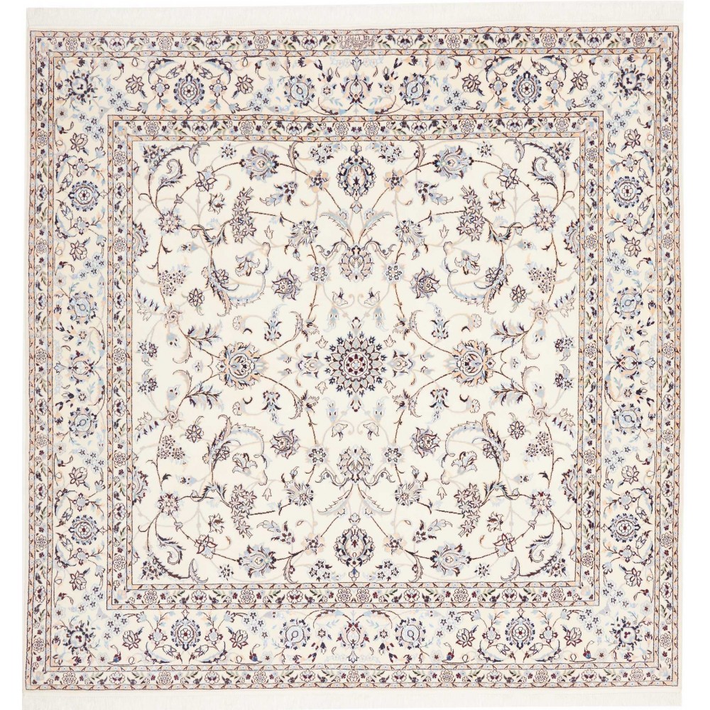 Tappeto Nain 6La Persia bianco azzurro 204x205 Tappeto Nain 6La Persia bianco azzurro 204x205