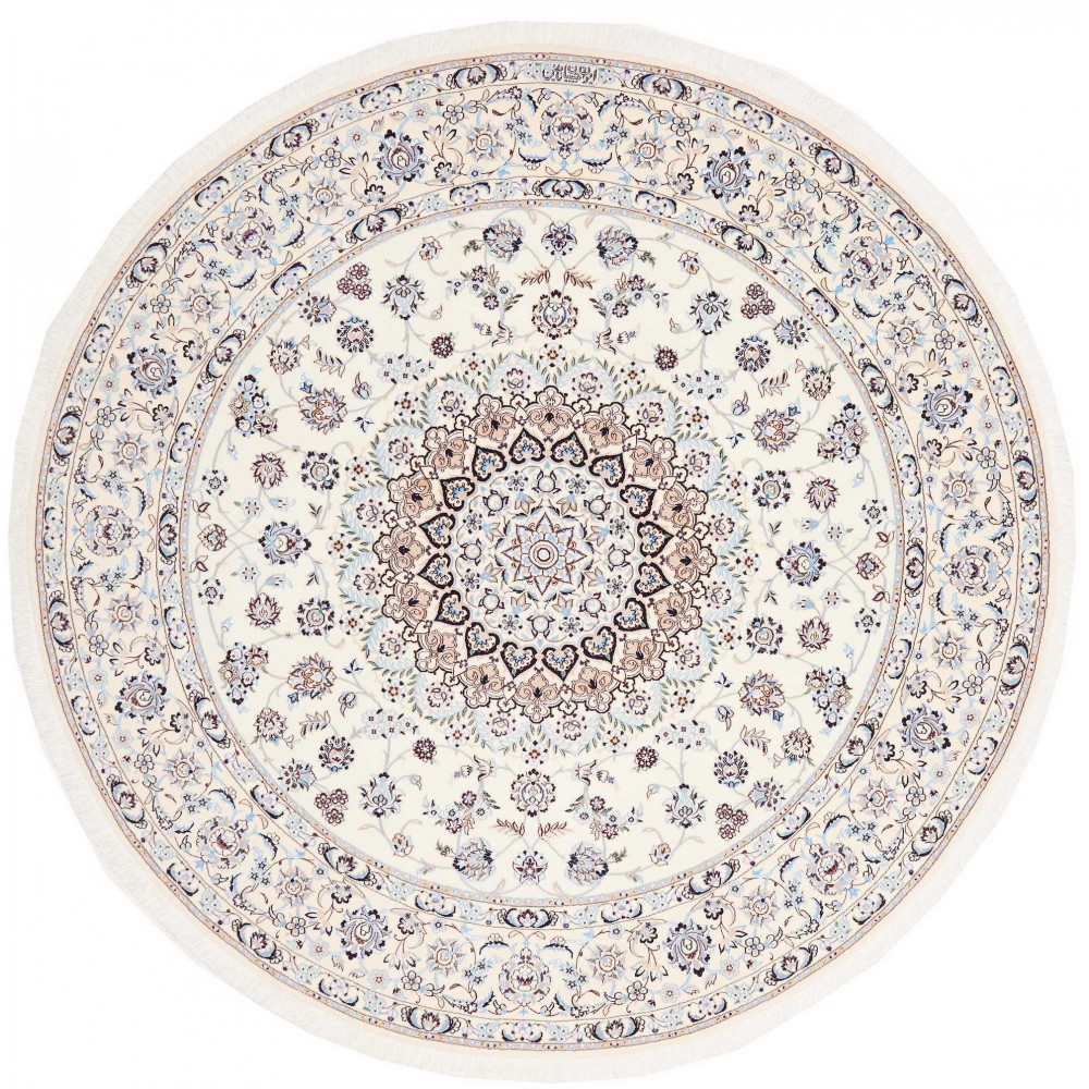 Tappeto Nain 6La Persia bianco grigio 200x200 Tappeto Nain 6La Persia bianco grigio 200x200