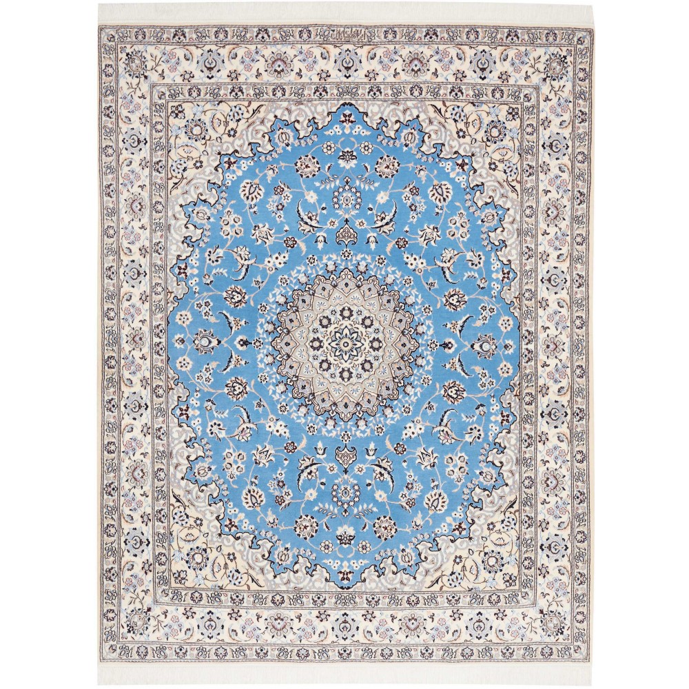 Tappeto Nain 6La Persia bianco blu 160x203 Tappeto Nain 6La Persia bianco blu 160x203