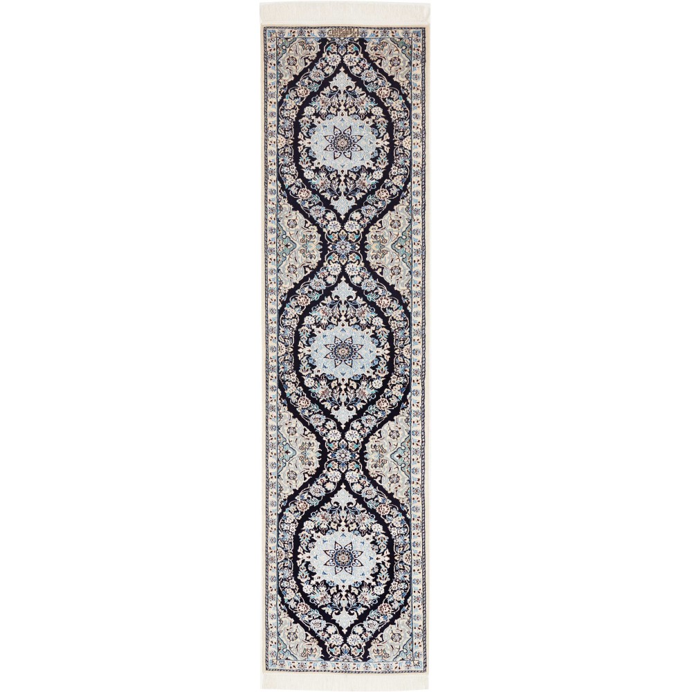 Tappeto Nain 6La Persia grigio blu 50x206 Tappeto Nain 6La Persia grigio blu 50x206