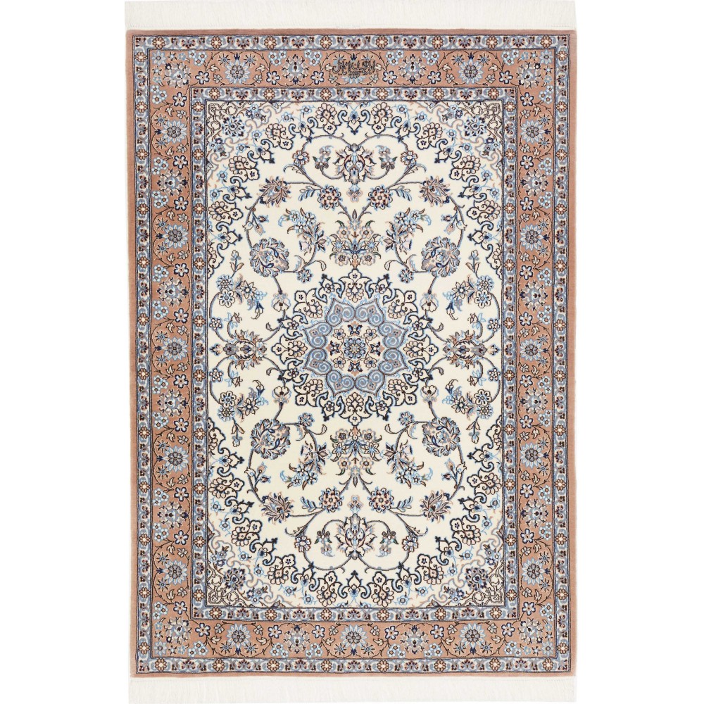 Tappeto Nain 6La Persia bianco grigio 103x150 Tappeto Nain 6La Persia bianco grigio 103x150