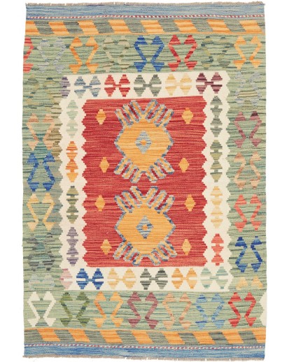 Tappeto Kilim Afghanistan marrone azzurro 103x147