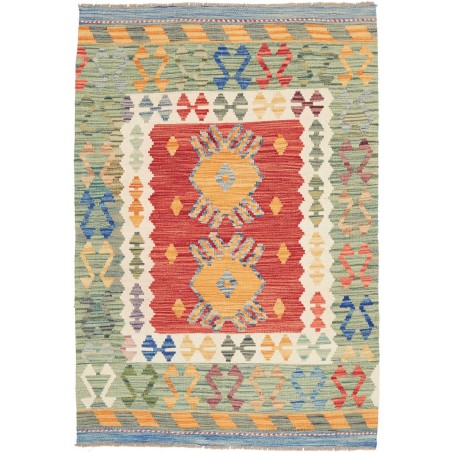 Tappeto Kilim Afghanistan marrone azzurro 103x147
