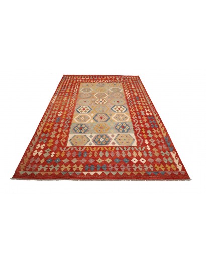 Tappeto Kilim Afghanistan rosso marrone 197x304