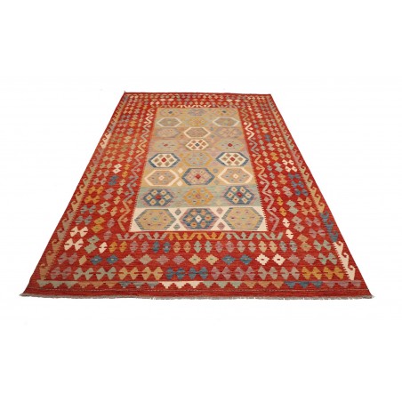 Tappeto Kilim Afghanistan rosso marrone 197x304