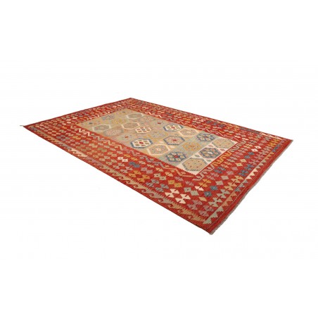 Tappeto Kilim Afghanistan rosso marrone 197x304
