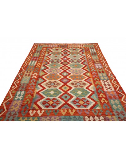Tappeto Kilim Afghanistan rosso marrone 201x288