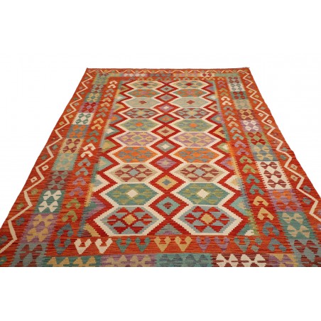 Tappeto Kilim Afghanistan rosso marrone 201x288