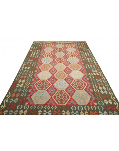 Tappeto Kilim Afghanistan marrone verde 198x302