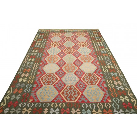 Tappeto Kilim Afghanistan marrone verde 198x302