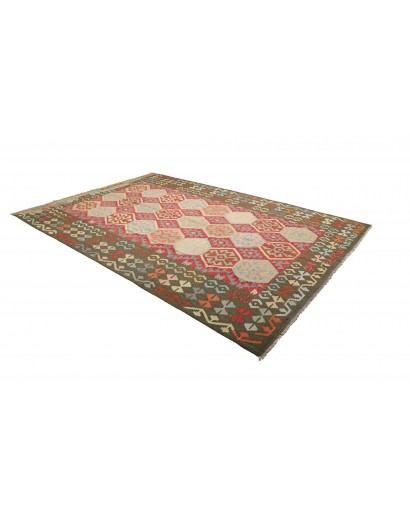 Tappeto Kilim Afghanistan marrone verde 198x302