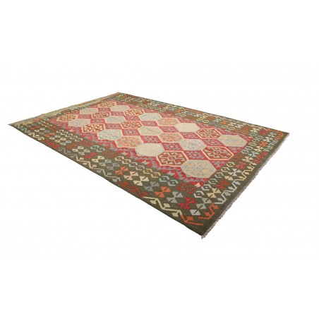 Tappeto Kilim Afghanistan marrone verde 198x302