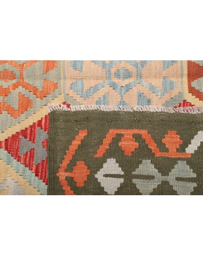 Tappeto Kilim Afghanistan marrone verde 198x302