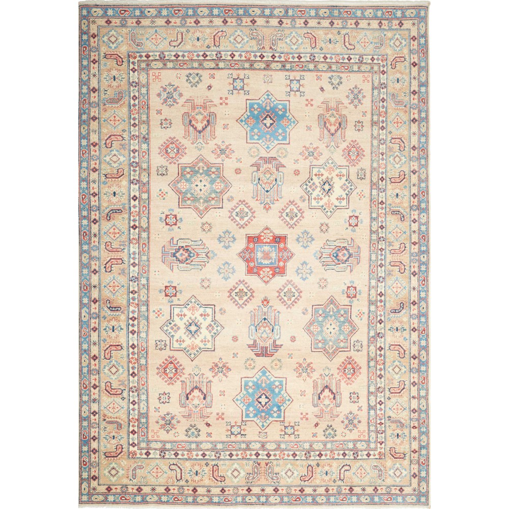Tappeto Kazak Afghanistan bianco azzurro 189x272 Tappeto Kazak Afghanistan bianco azzurro 189x272